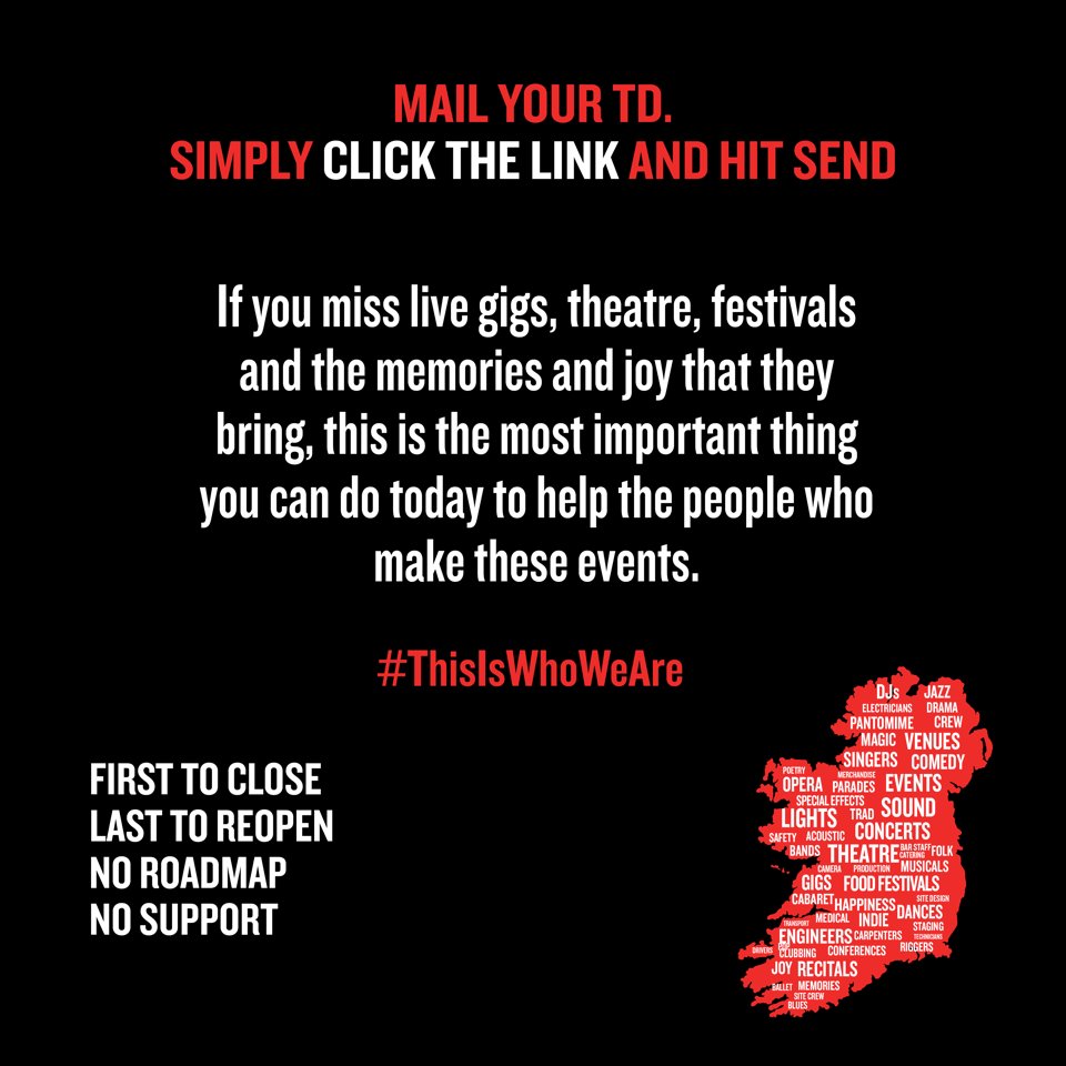 Live gigs and festivals like @MotherDublin &amp; <a href="/LoveSensation__/">LoveSensationFestival</a>  are a much missed way we meet and celebrate as a community. Please support the live event industry by clicking this link and mailing your TD action.uplift.ie/campaigns/epic… #ThisIsWhoWeAre