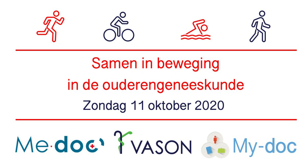 De artsen van My-doc, Me-doc &amp; @BestuurVason komen op zondagmiddag 11 oktober weer in beweging! Sluit je aan?

Onderneem een sportieve activiteit en ontmoet vele collega's digitaal voor warming up, support &amp; teamspirit! 

Programma &amp; inschrijven: forms.gle/tyUx3GNVLjR4nM…