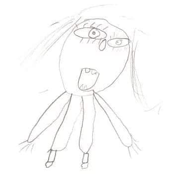 Elisa, 7 years oldShe suffered sexual abuse in the family environment. The psychologist asks you to draw how you feel about the abuse. Elisa draws herself, screaming, disembodied and with her eyes and mouth wide open, expressing the fear she felt when she suffered abuse.