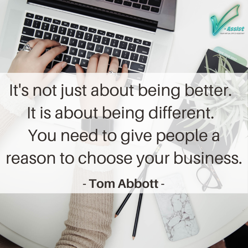 v_assist_sa's tweet photo. What makes you different from your competition?
How are you standing out from the crowds?
Why should potential clients choose your business?
https://t.co/1vQ9q0tVgR
#VAssist #virtualassistant #femaleentrepreneur #wednesdaywisdom https://t.co/4TKk1eQpId