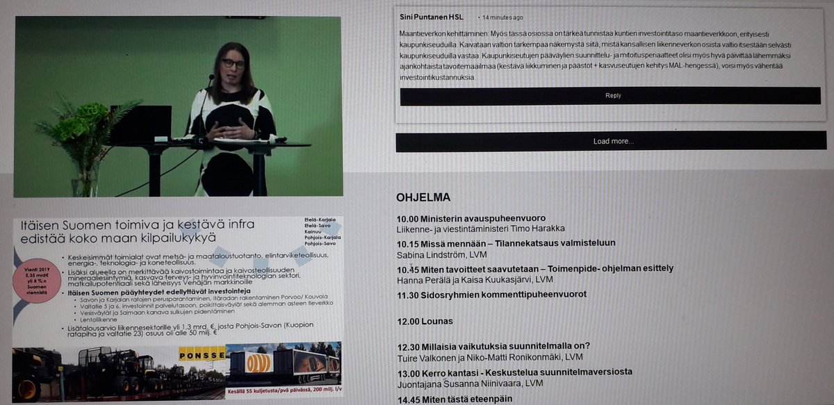 juheiskanen's tweet photo. Itäisen Suomen toimiva ja kestävä infra edistää koko maan kilpailukykyä, kertoo @KaijaSavolaine.  Kommenttipuheenvuoro @lvmfi sidosryhmätilaisuudessa. https://t.co/yE1TKLsBbF