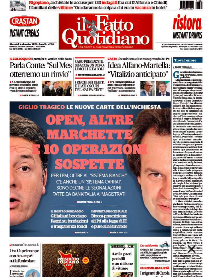 LauraGaravini's tweet photo. Prime pagine per aperture con titoloni urlati, quando si tratta di accusare. Un trafiletto minuscolo, se invece bisogna scagionare.Dove sono finite la presunzione di innocenza e la trasparenza verso il lettore @fattoquotidiano? @ItaliaViva https://t.co/P77MShRb41