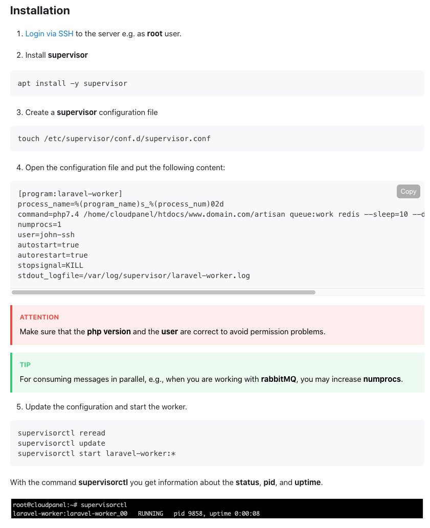 cloudpanel_io's tweet image. We have updated our Laravel 8 Docs. We described how to install and setup supervisor and to use it for workers
and other long-running php scripts: bit.ly/3mqbRXB

#laravel #laravel8 #freeServerControlPanel #php #aws #digitalocean #digitalocean #azure #googlecloud