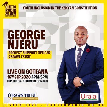 #NiajeNiaje 
Usihate discussion on youth inclusion #tekelezakatiba #womenholdingtheline today on #Goteana @crawntrustkenya