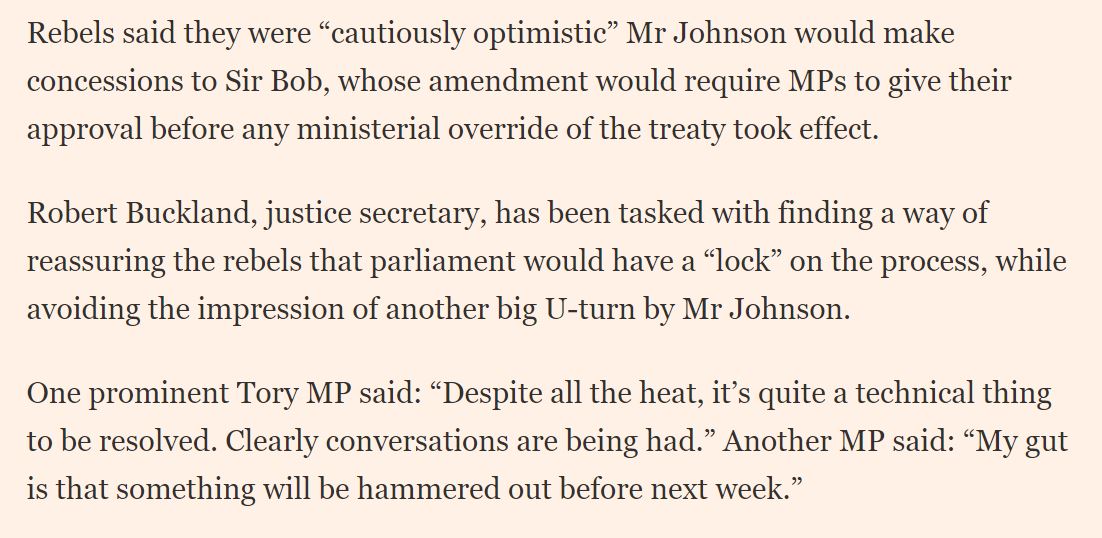 It reminds me of the Chequers deal days when the Tory party congratulated itself for triangulating a position of customs that had no bearing to what EU could accept....this plan as reported by  @GeorgeWParker and others feels similar /2 https://www.ft.com/content/d9d3ab6e-7f11-4243-aeed-d715e0b4876c