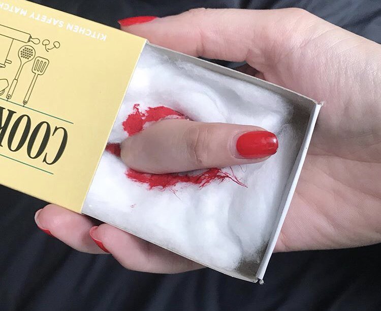 I& #39;ll do them in reverse, so this is last years... The PRANK PartyThe invites were the old severed finger in a matchbox trick. I made loads of disgusting looking food like edible dog biscuits