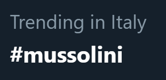 giorgilab's tweet photo. What Twitter hashtag is trending today in Italy? The finding of #phosphine on Venus? The new diplomatic ties of Israel? New discoveries on @COVID19?
...nope, it's Mussolini again🤦‍♂️
#moveonplease https://t.co/EpmBIGOQEZ