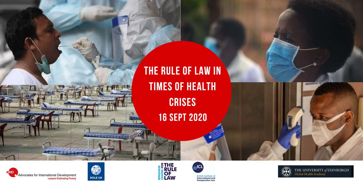 a4id's tweet photo. Are countries with robust legal systems better equipped to deal with a #HealthCrisis? Tune in to our WEBINAR TODAY to hear from an expert panel on ‘Rule of Law in Times of Health Crises: Protecting Rights and Saving Lives’: https://t.co/3kUU1vIUX7 https://t.co/wNeDZy2eRY