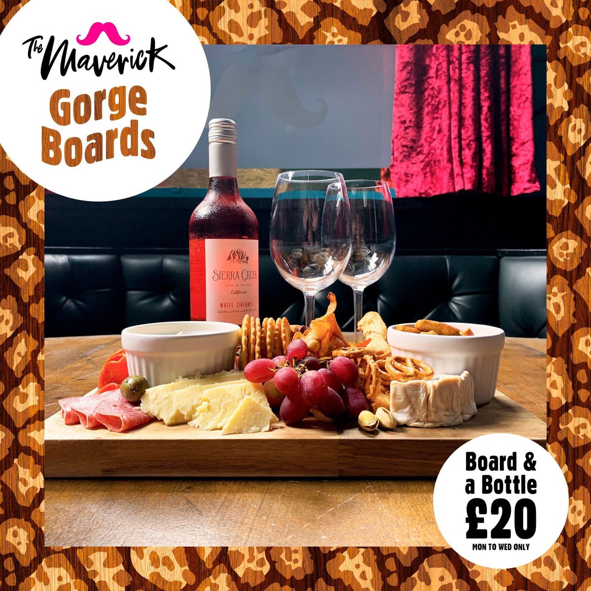 ⭐️ Bag yourself a gorgeous deal with a regular Board &amp; a Bottle of house wine for just £20 Mon-Wed at <a href="/maverick_NI/">The Maverick</a> 
➡️ Walk ins are welcome - DM to book for groups of 2+