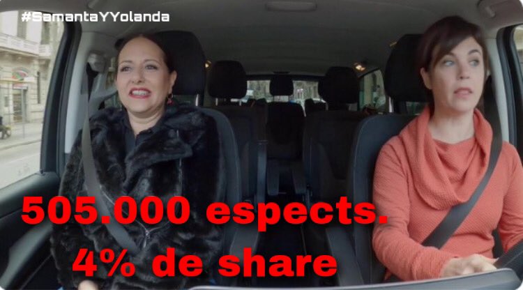 MasQTele's tweet photo. #SamantaYYolanda se mantiene en la noche del martes de @cuatro con buenos 505.000 espectadores (4% de share) @samantavillar @_YolandaRamos_ https://t.co/1kzcf5asVY