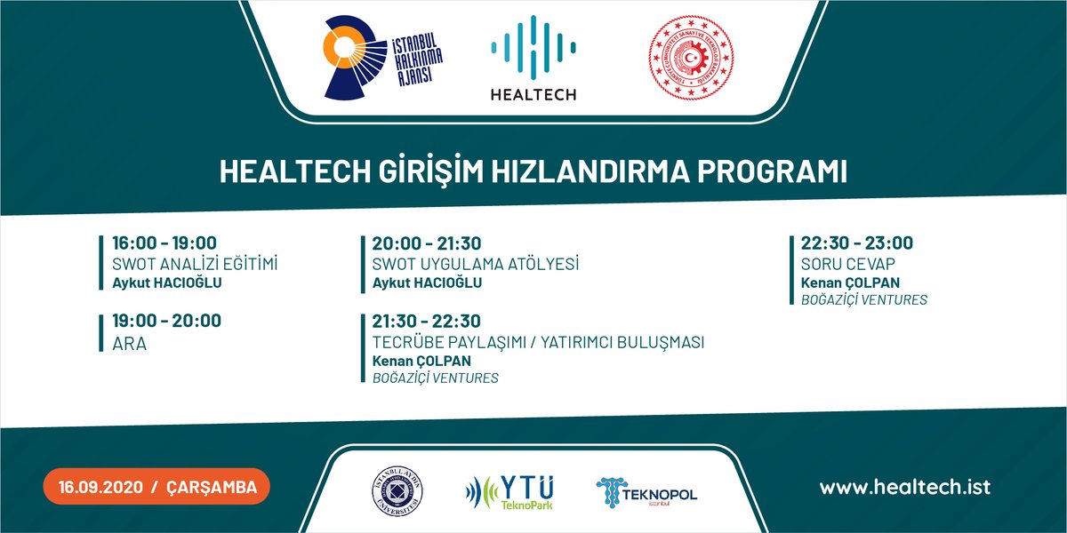 HealtechI's tweet photo. 16 Eylül 2020 Çarşamba

"Healtech Girişim Hızlandırma Programı".

Program akışını sosyal medya hesaplarımızdan takip edebilirsiniz.

Tüm girişimcilerimize başarılar ve kolaylıklar dileriz. https://t.co/jxNS3fefQV