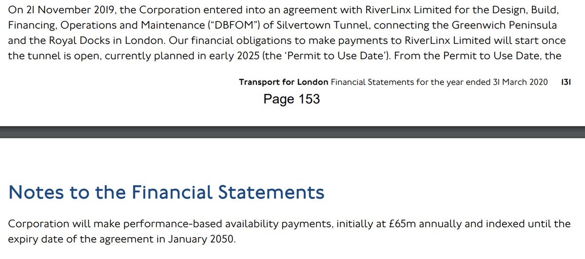 To actually find the £2bn total cost, we had to dig into the TfL accounts. A single paragraph notes TfL will pay £65m a year indexed until 2050. There is also a full page note from TfL’s auditors saying they are concerned at the liability. See page 153:  http://content.tfl.gov.uk/aac-20200911-agenda-pack-public.pdf