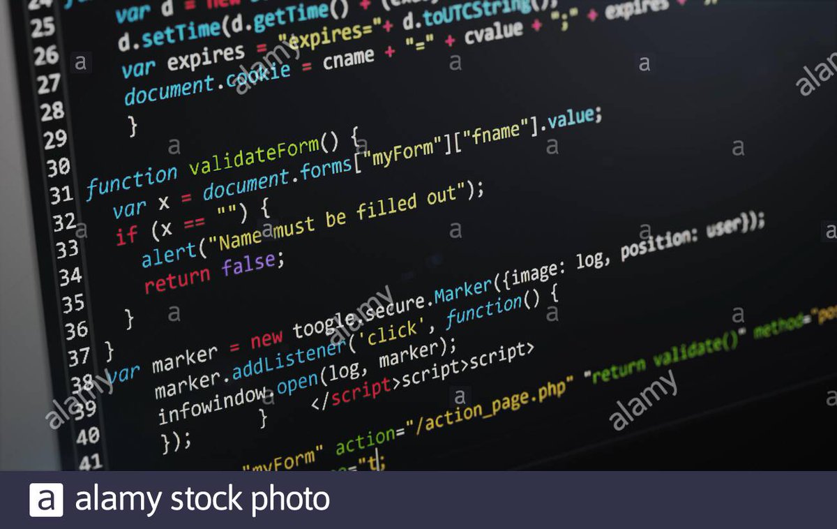 hanx's tweet photo. Whenever you use a 3d screenshot stock photo of some old-ass crappy html/js code as an illustration for your content a puppy dies https://t.co/PNWaM1ekYH