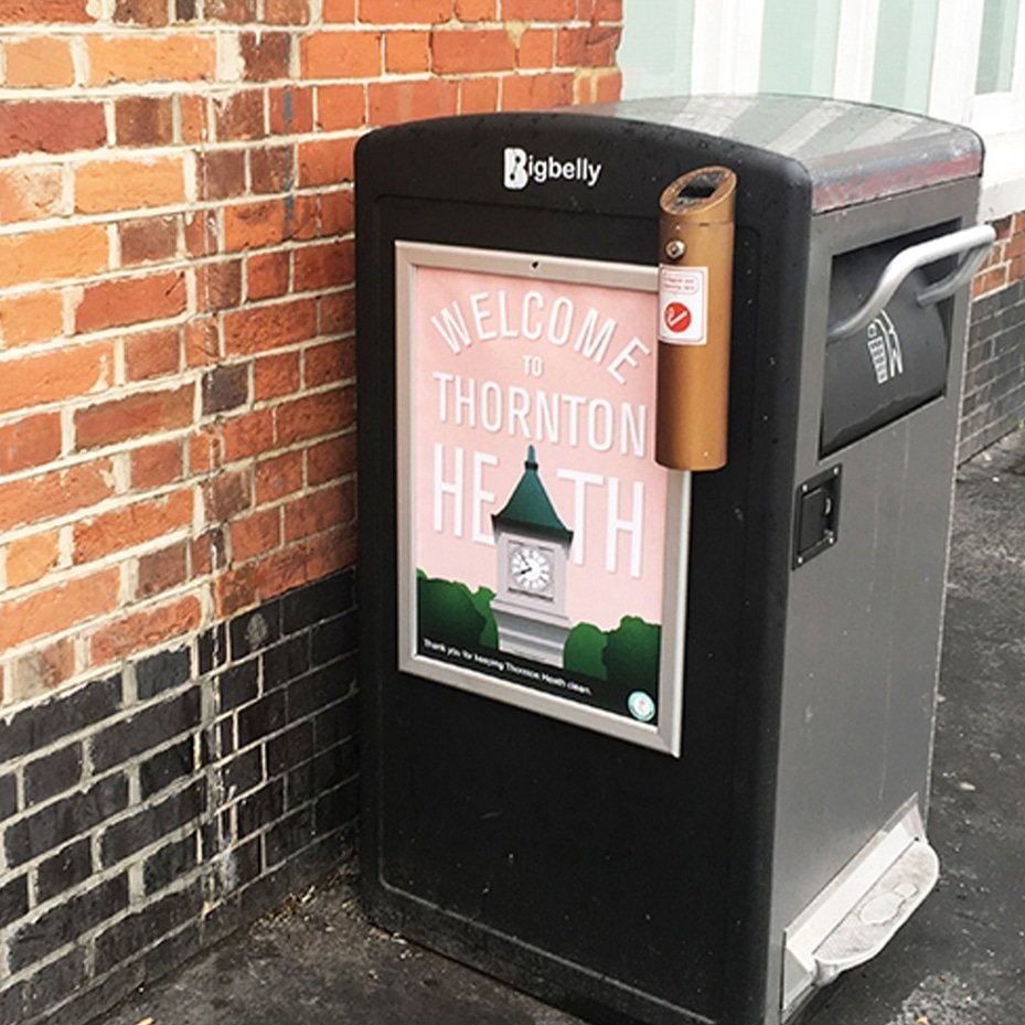 Scene_In_London's tweet image. Using our designs for cleaner streets✨A positive campaign with @THCAT1 using artwork on bins with the message 'thank you for keeping Thornton Heath clean' #thorntonheath #croydon #neatstreets #respectyourneighbourhood