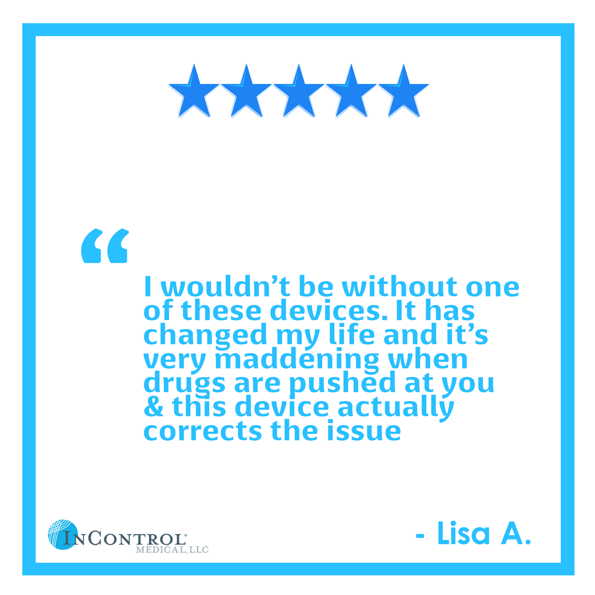 InControl_Med's tweet image. Real people, real results. Read more: 

incontrolmedical.com/shop/attain/#r…