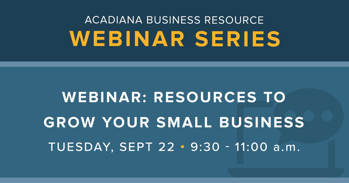 UPCOMING WEBINAR:  Tuesday 9/22 at 9:00 a.m –
Looking to grow you small business? This webinar will provide an overview of programs offered through Louisiana Economic Development (LED) to cultivate small business opportunities.

Register: bit.ly/33Dsma4