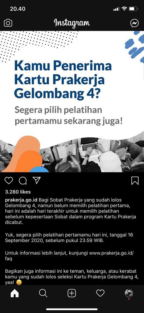 Utk gelombang 4, yuk jangan disia2kan kartu prakerjanya.. jgn sampai diblokir permanen🙏🙂