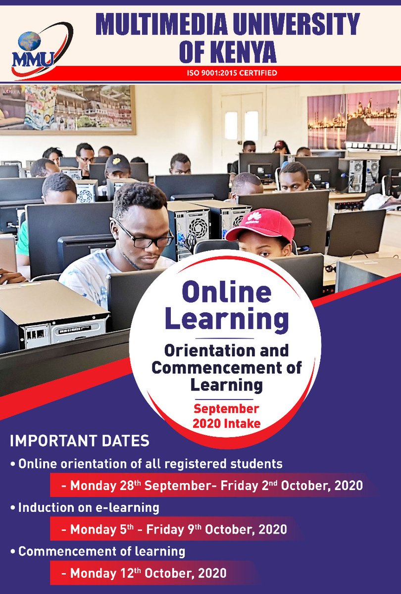 multimedia_uni's tweet photo. To all our new students #OnlineLearning is here! Click on the link below to begin your #MMUeLearning experience: https://t.co/uvA3CquZIU
#KUCCPS #SeptemberIntake #onlineregistration #paywithmpesa https://t.co/9pI77zR95Z