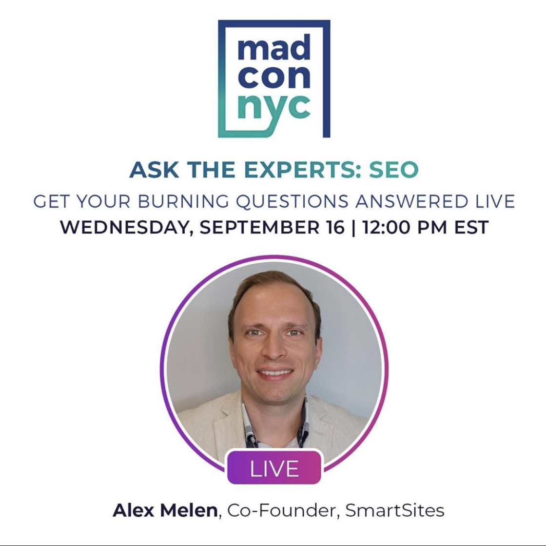 SmartSitesNJ's tweet image. Alex Melen will be speaking today on @madconNYC's Instagram Live about future marketing trends! Trust me, this is something you don't want to miss! 💡💡💡

 link below!
instagram.com/madconnyc/

 #SmartSites #ThinkWeb #ThinkSmart #DigitalMarketing