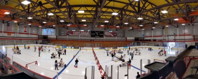 suny_cortland's tweet photo. Expanded COVID testing has begun at the Park Center Alumni Ice Arena. The university’s goal is to test 1,000 students each week, in addition to those being tested by Student Health Services. Learn more at https://t.co/W0wcbfRtem. #RedDragonSafe https://t.co/UCloL5ueeZ