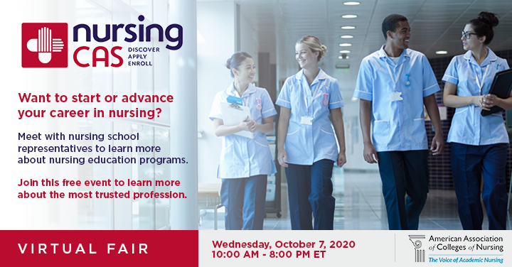 LSUHSCNursing's tweet photo. Mark your calendars: October 7! We will be live via chat at "Discover Nursing" virtual fair hosted by @NursingCAS &amp; @AACNursing 

#VirtualFair #CollegeFair #lsuhnoson #lsuhno #nursing #NursingPrograms #nursingschool #BSN #MSN #DNP #CRNA #NursingCas #NursingApplication #lsuhnoson https://t.co/XMVWaguI6I