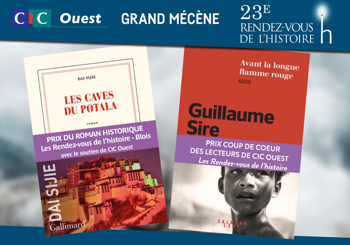 TremolieresC's tweet photo. 🏆 Toutes nos félicitations à nos lauréats @rdvhistoire !
> Dai Sijie : Prix du Roman Historique avec "Les caves du potala" @Gallimard
> Guillaume Sire : Prix Coup de Cœur des collaborateurs de #CICOuest avec "Avant la longue flamme rouge" @calmann_levy
#CICOuestMécène #RVH2020 https://t.co/xWX2X7q1aV