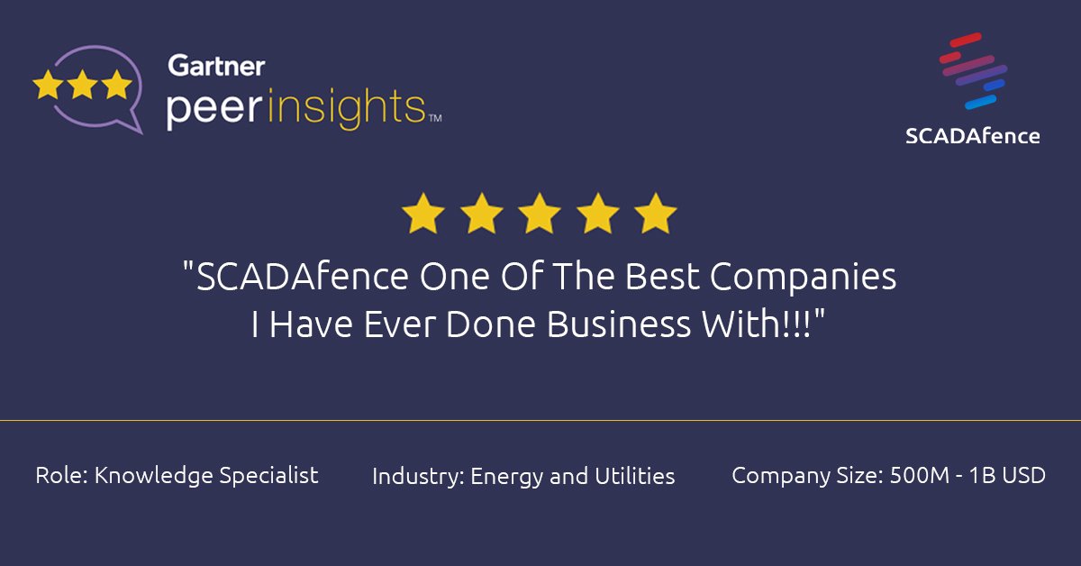 Eladbm's tweet photo. [New Product Review] "SCADAfence has exceeded all of our expectations of service and in product quality. Their team has been extremely knowledgeable, customer focused, and timely in all aspects of our interactions."

Here is the full review: https://t.co/vdRDXcSluc

#OTsecurity https://t.co/C5plMHbr2b