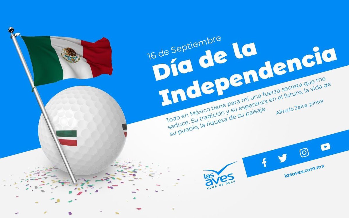 AvesLas's tweet photo. Las Aves comparte con ustedes el ser #orgullosamenteMexicano y desde nuestro residencial y club de Golf felicitamos a todos aquellos que comparten este mismo sentimiento, el de gritar hoy más que nunca ¡VIVA MÉXICO! 🇲🇽
#Vuelamasalto #LasAvesR&G https://t.co/V8H4eiBak2