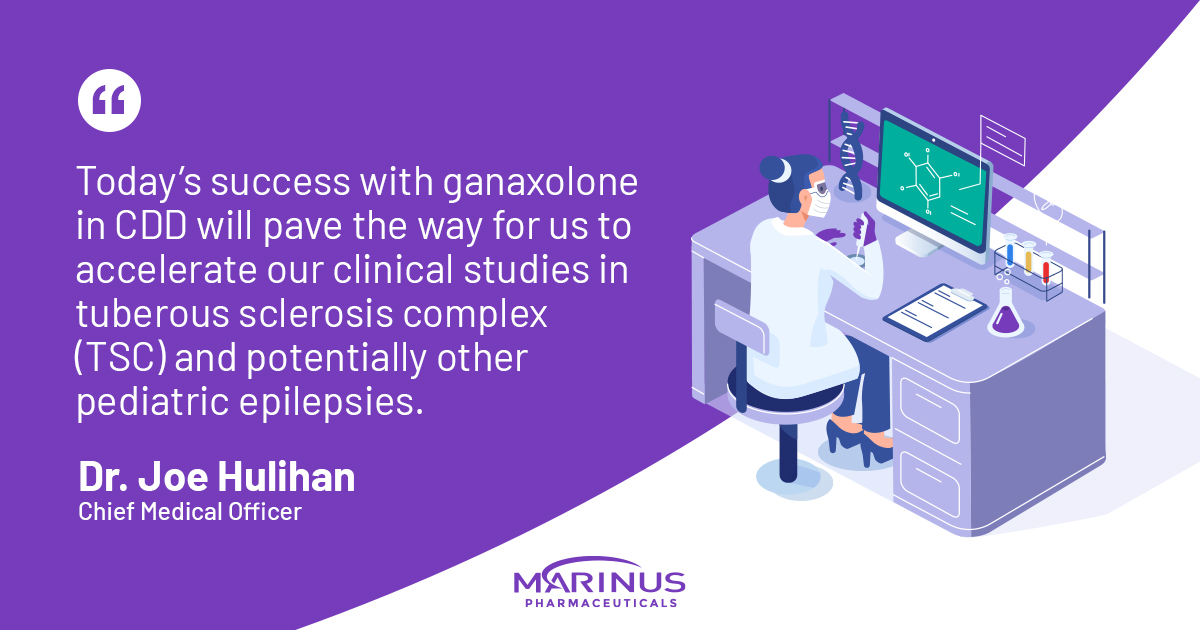 MarinusPharma's tweet photo. Chief Medical Officer Dr. Joe Hulihan shares our vision for advancing ganaxolone to focus on additional indications with the greatest unmet medical needs. $MRNS #MarigoldStudy https://t.co/FNicPBendu
