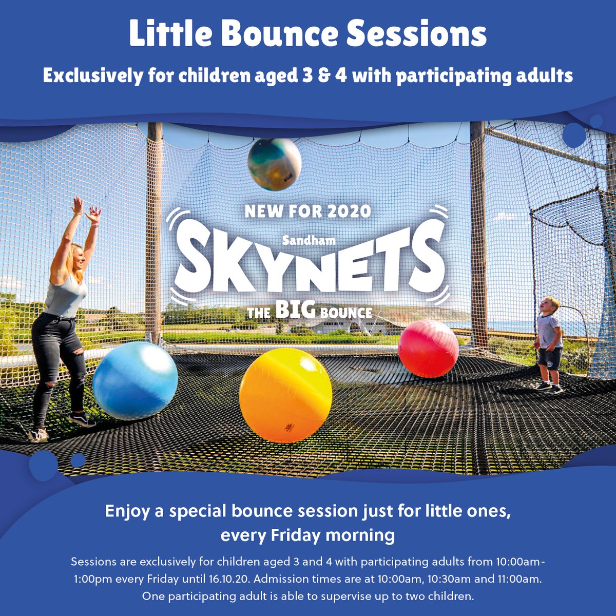 Join us for our 'little bounce' sessions every Friday morning! Normal sessions for all age groups then start at 14:00 on a Friday, and then every half an hour with our last admission at 16:00. #IOW #IsleOfWight @VisitIOW