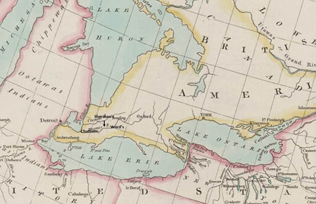 military position. Ovens were to be constructed at Dolson’s and Sherman’s (near modern day Thamesville) and barracks or huts built at Wards (modern day Wardsville) near the start of the wilderness.34/x