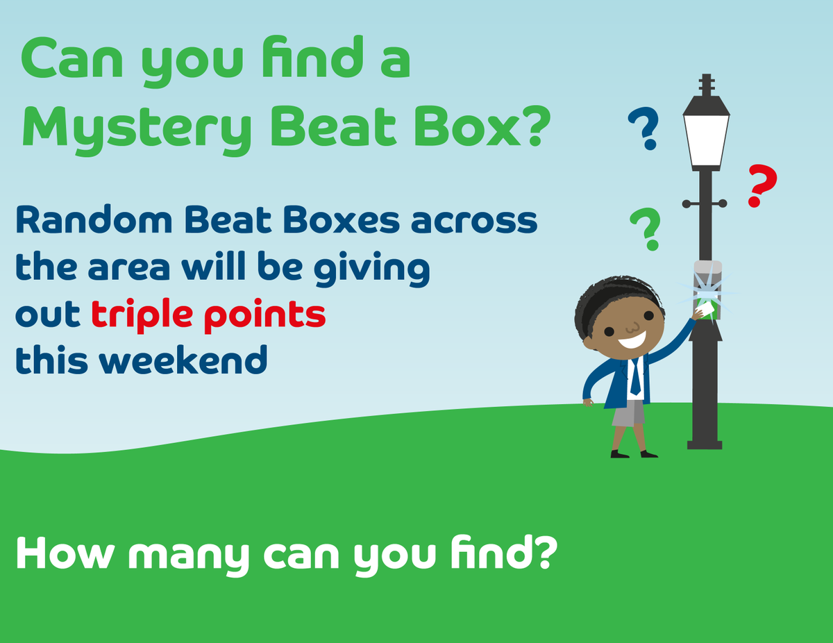 This weekend we're holding a Mystery Box event, where random Beat Boxes all across Forth and Clyde will be giving out triple points! Get out there and see how far you can go. What will you discover? #beatthestreet <a href="/scottishcanals/">Scottish Canals</a> <a href="/kvfleader/">KV&F LEADER</a>
