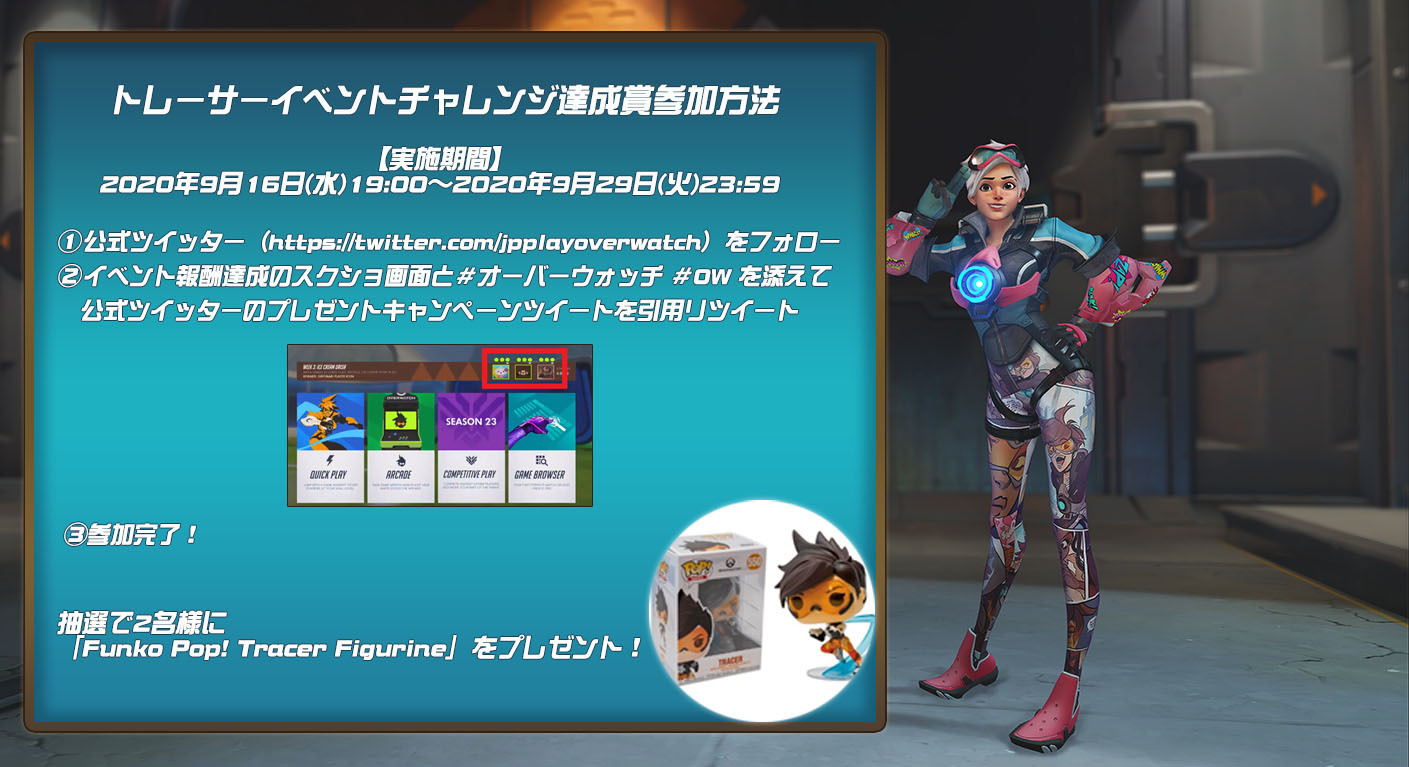 オーバーウォッチ Ow復帰者応援第1弾 Owグッズがもらえるプレゼントキャンペーン A賞 9勝達成したゲームスクショ貼付 このツイートを引用rt B賞 Ow久しぶりにやったらこんなことなってた ハッシュタグと一緒にowをプレイした感想をツイート オーバーウォッチ Ow復帰者応援第1弾 Owグッズがもらえるプレゼントキャンペーン A賞 9勝達成したゲームスクショ貼付 このツイートを引用rt B賞 Ow久しぶりにやったらこんなことなってた ハッシュタグと一緒にowをプレイした感想をツイート