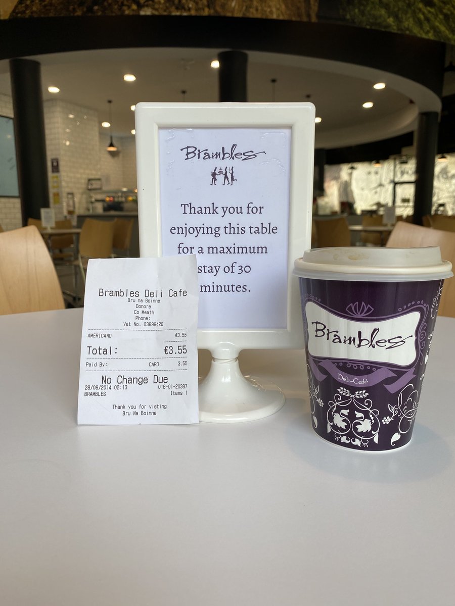 Just paid €3.55 for a regular coffee at an empty Newgrane visitor centre ☹️