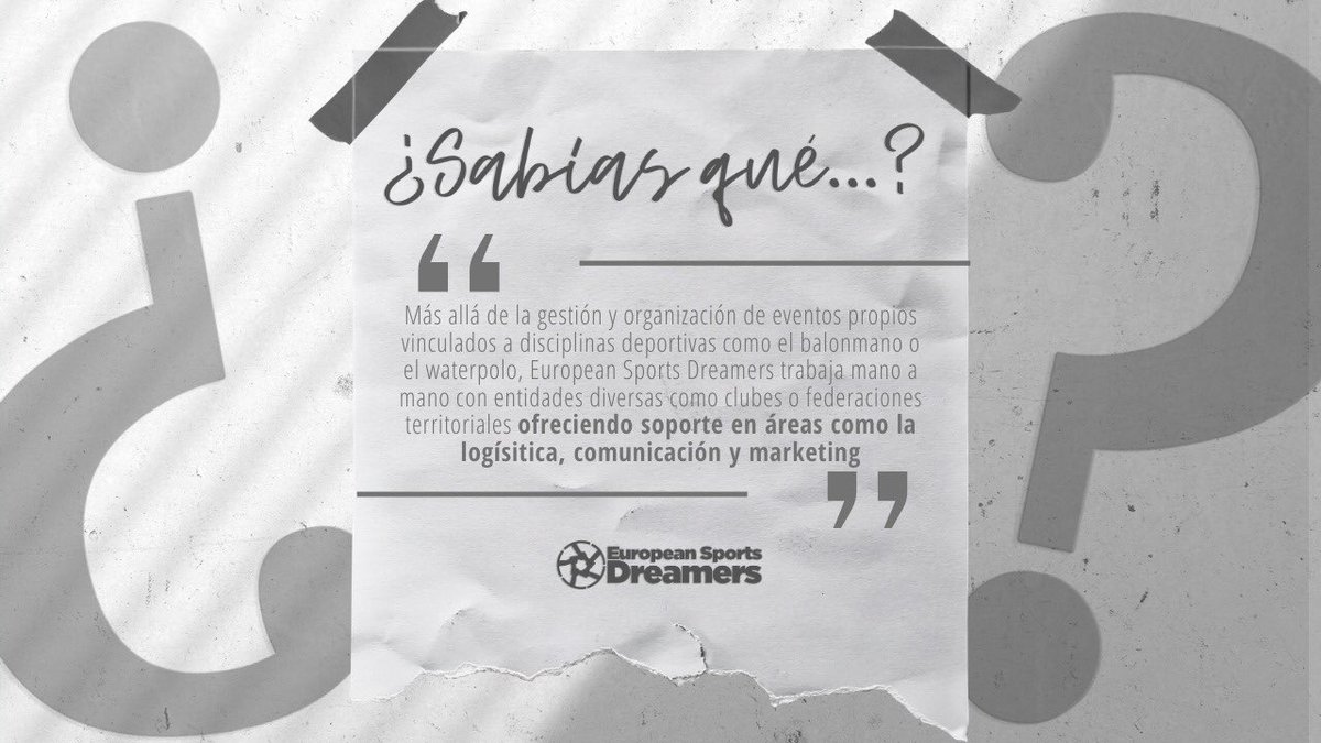 sportsdreamers's tweet photo. ❓✏️ ¿Sabías qué...? 

◽️No sólo organizamos eventos 
◽️Gestionamos eventos ajenos 
◽️Potenciamos las redes sociales 
◽️Trabajamos el marketing deportivo

#ESDReturn20 #ESDTeam #ESDDeporte https://t.co/LPsHZH6Zpc