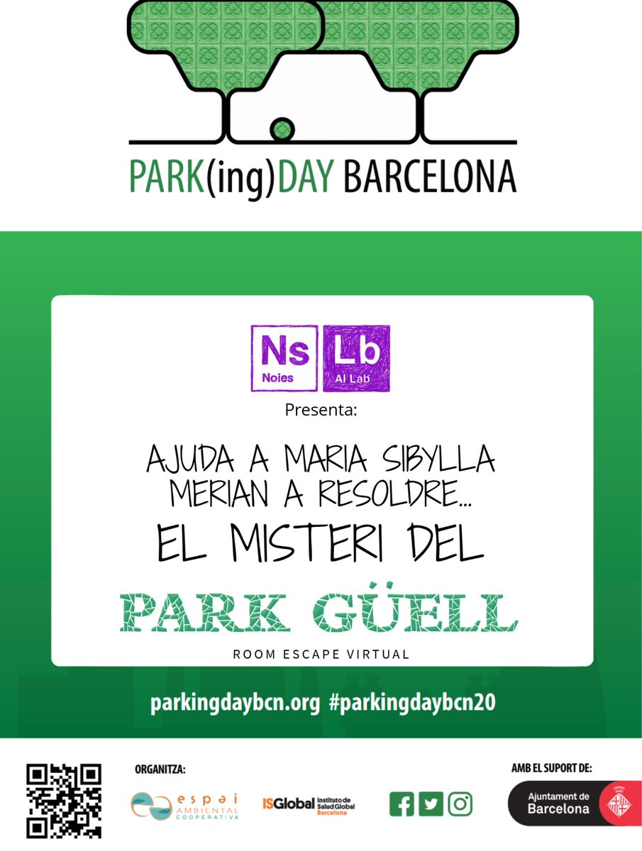 NoiesLab's tweet photo. ¡Volvemos a las calles de BCN!📢Esta vez, para reivindicar una ciudad más verde y sostenible en el Park(ing)Day

Estaremos con Maria Sibylla Merian resolviendo el misterio del Park Güell, ¿nos ayudáis? 

⏰17:30h- 21h
📅18 de septiembre
📍Carrer del Pallars, 233

#Parkingdaybcn20 https://t.co/MPMDiwySIk