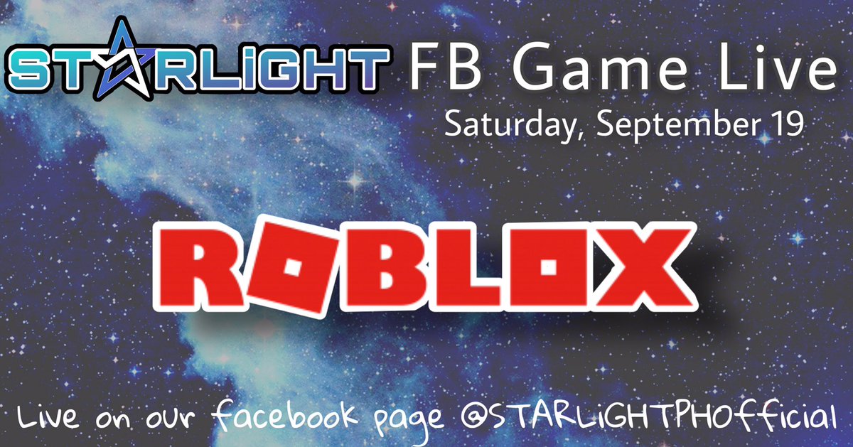 STRLGHT_Opisyal's tweet photo. Watch ST★RLiGHT Members as they play Roblox on Saturday, September 19th on our facebook page! See you there, Starlaxy!
Like and follow our facebook page → @/STARLiGHTPHOfficial
#STARLiGHTPH #STARLiGHTPlays https://t.co/aH4mOLkvQy