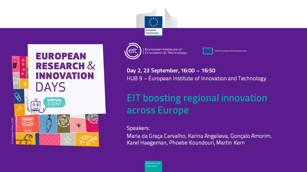 EITeu's tweet photo. 5๏ธโฃ days left to #RiDaysEU! We are very excited to host multiple sessions at our #EIThub
Join the conversation on #AI, #EUGreenDeal, Regional Innovation & Higher Education.
Register now for the virtual event ย ๐ https://t.co/tCfmO3m5iT https://t.co/IJICSBvRa3