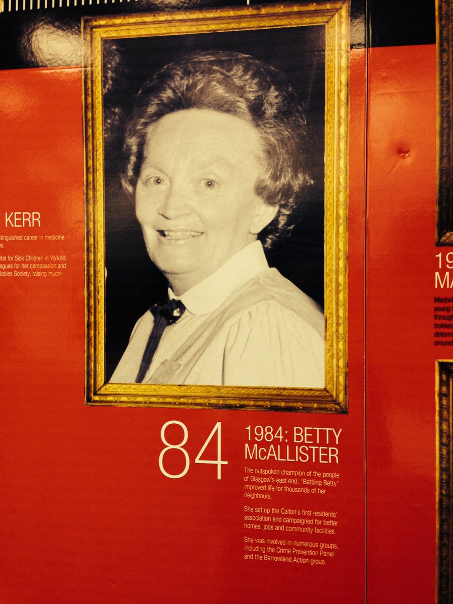 Turn right into Bain Street where there is a blue plaque on what was once a seafood shop run by Battling Betty McAllister, campaigner and Scotswoman of the Year 1984. She famously told Margaret Thatcher that she could stick the poll tax where the sun don’t shine! 19/25