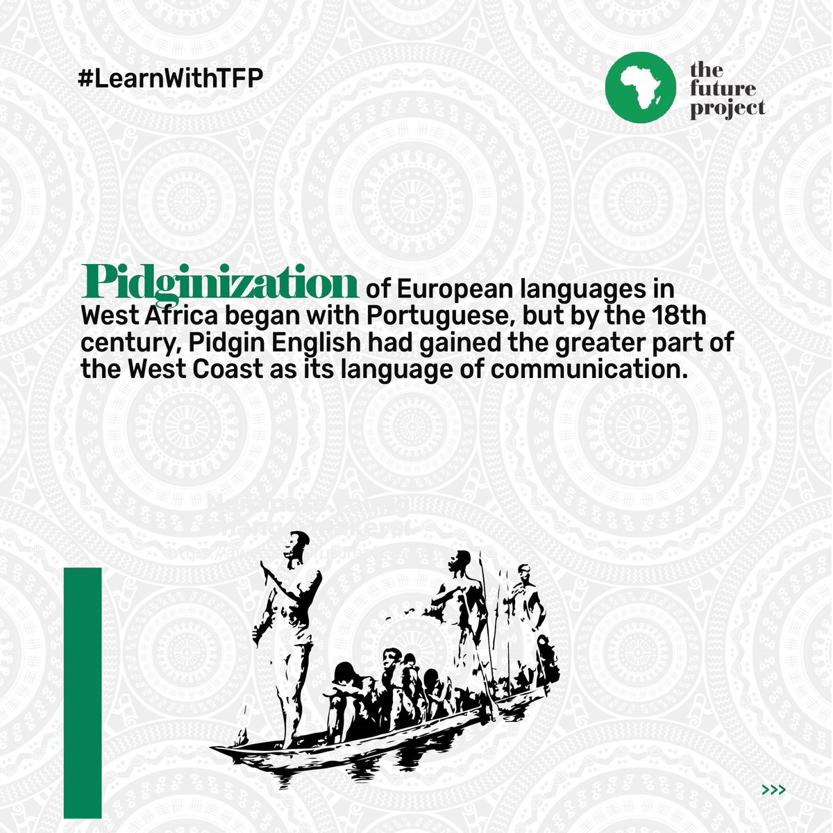 TFAAfrica's tweet image. As with most languages, Pidgin English originated as both a system of communication and a social phenomenon. The Afro-European interaction during the Atlantic Slave trade provided the frame for the development of Pidgin English in West Africa.

#LearnWithTFP