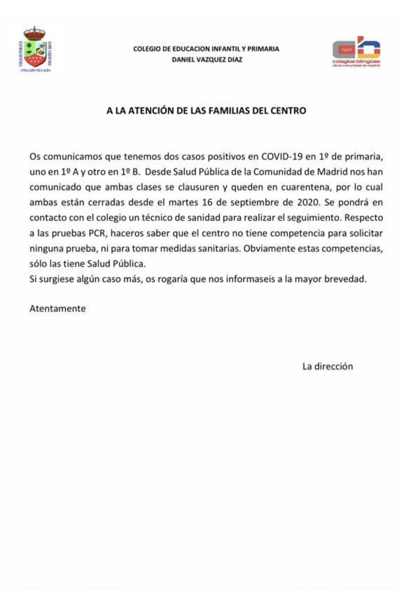 DOBLEM_1977's tweet photo. Comenzamos con los primeros casos y cuarentenas! Y encima tenemos una ratio de casi 600 por cienmil habitantes...pinta mal...@colladovillalba @VecinosCV @PSOE_CVillalba @AyuntamientoCV @ppcvillalba @Cs_CVillalba https://t.co/dpxqf9aVB8