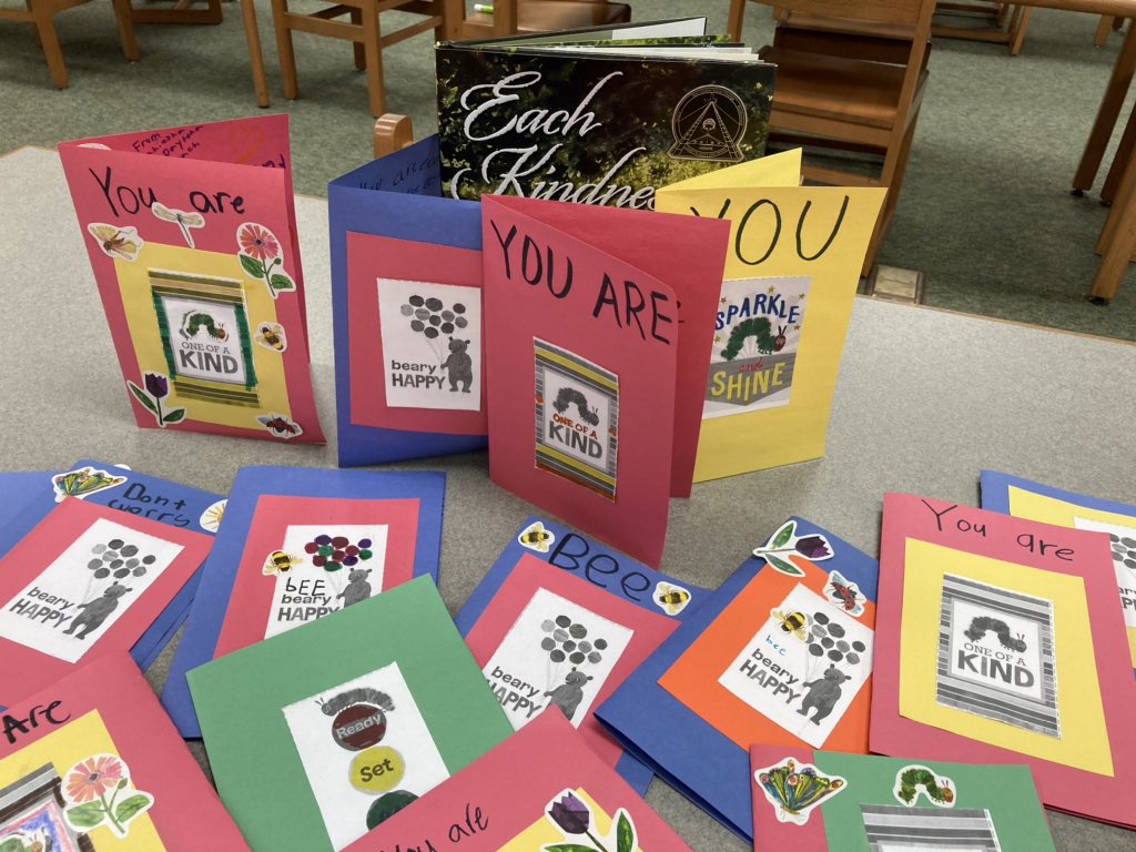 Practicing the superpower of KINDNESS in media by making cards for cardzforkidz.org after reading inspiring stories.