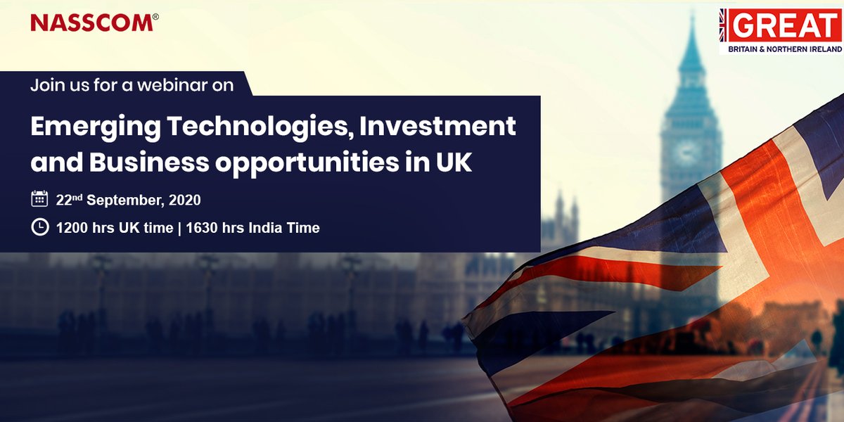 nasscomgtd's tweet photo. #UK is the 2nd largest market for #Indian #IT. Presenting "Northern Region Exclusive", a dialogue 2 explore opportunities in #EmergingTech e.g. #5G, sectoral opportunities &amp; how to setup + do business in UK. 
#IndiaUKTechIsGREAT @NASSCOM @tradegovukIND @shivendra_1969 https://t.co/bLbS9JBXXf