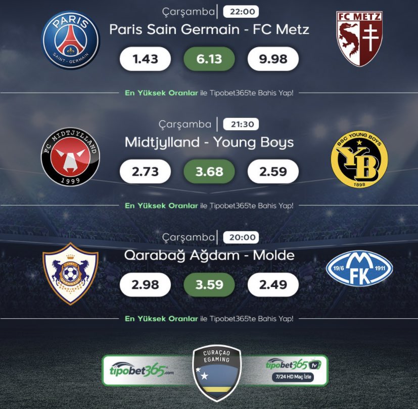 🌟Günün maçları en yüksek oranlar ile #tipobet'te.
🎯En yüksek oranlardan hemen bu maçlara bahis yaparak eşsiz fırsatlardan yararlan.
📺Canlı maç izle: tipobet20.tv
👥Belgesiz , evraksız üyelik için bit.ly/2R8Po2I