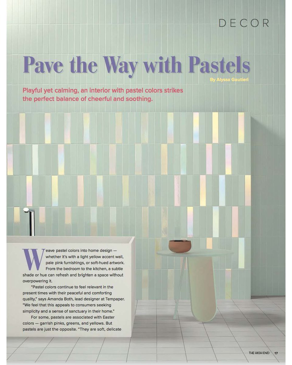 Nemo_Tile's tweet image. We are excited to share that the GLOW collection in addition to expert commentary from #NemoTile's Katie Michael-Battaglia, has been featured in the Fall 2020 issue of The High End Magazine!
nemotile.com/collecti…/all-collections/glow.html