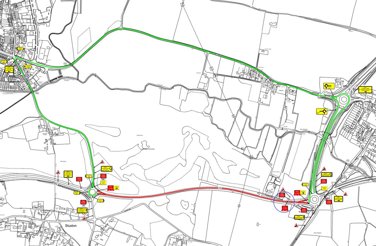 Suff_highways's tweet photo. A143 Stuston Bypass, #Stuston will be closed from The Common until Scole Bypass on 18 & 19 September 2020 between 8pm and 4am each night, for urgent drainage works.
Please follow the diversion Route
A140, A1066, B1077 and vice versa. #Suffolk https://t.co/BDDFdqXmJf