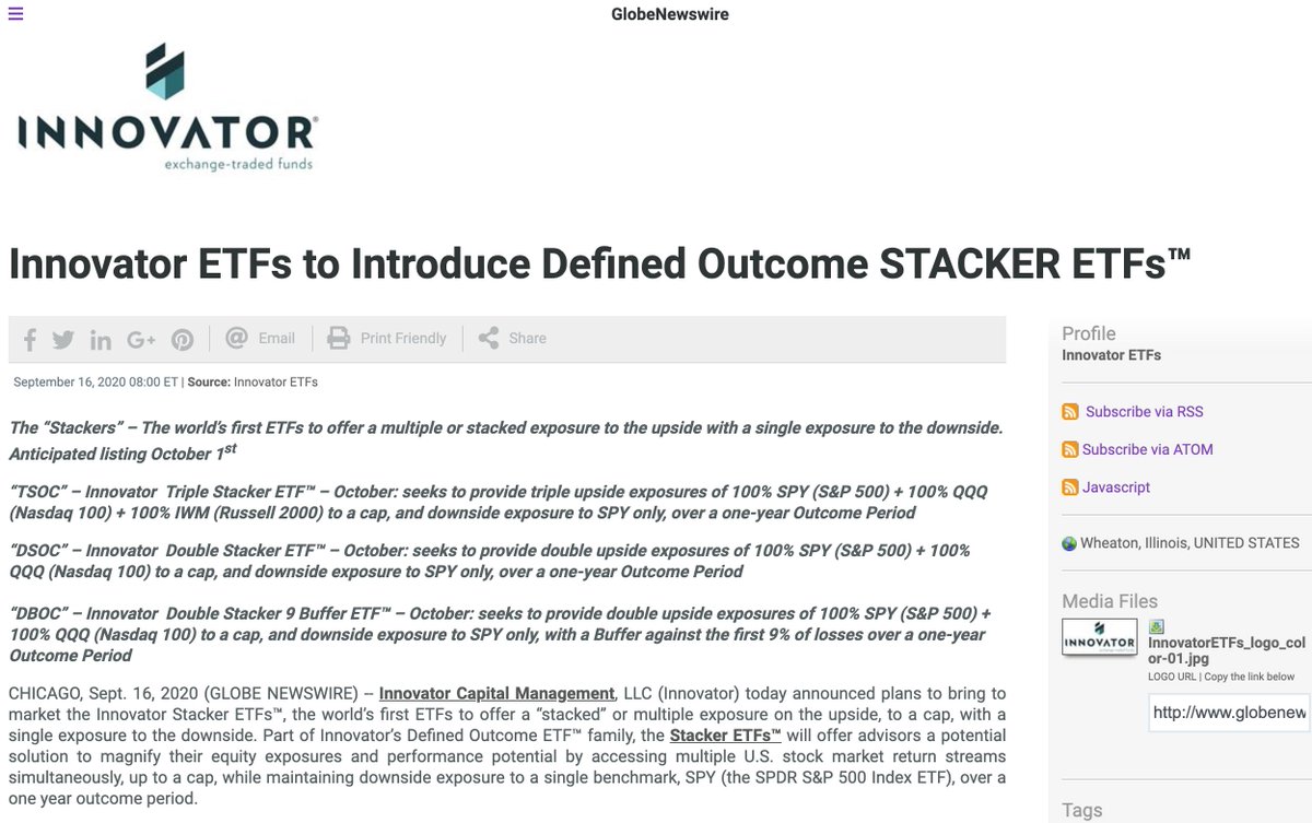 KeramasMarComms's tweet photo. NEWS: @InnovatorETFs to Introduce #DefinedOutcome STACKER ETFs™
The world’s first ETFs to offer a multiple or stacked exposure to the upside with a single exposure to the downside. Anticipated listing 10.01.2020
#StackerETFs $TSOC $DSOC $DBOC
https://t.co/oQ0exnAdBv https://t.co/rThELCqsJJ