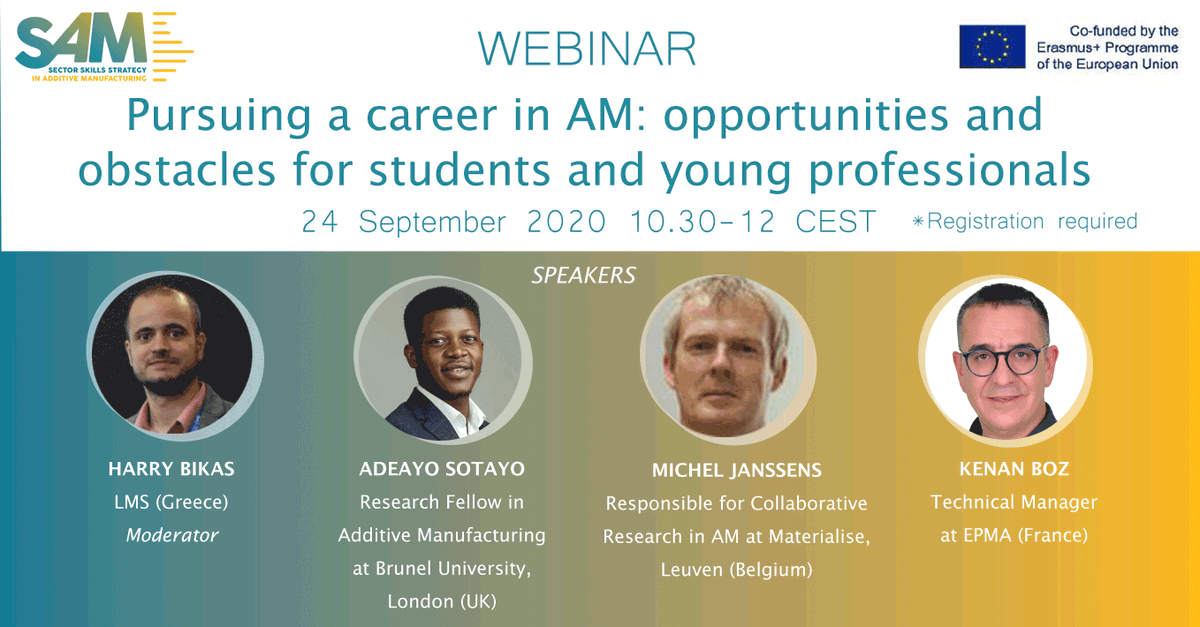 EPMA (@europmassoc) on Twitter photo Register today for the free Webinar from the <a href="/skills4am/">SAM - Skills4am</a> Project, exploring career prospects for #AdditiveManufacturing professionals #PowderMetallurgy: ow.ly/Wte150BsmuR Register today for the free Webinar from the <a href="/skills4am/">SAM - Skills4am</a> Project, exploring career prospects for #AdditiveManufacturing professionals #PowderMetallurgy: ow.ly/Wte150BsmuR