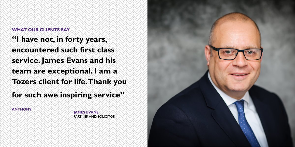 TozersLaw's tweet image. Superb #feedback for James Evans and our #Charities team! ⭐⭐⭐⭐⭐

Providing outstanding client #care and #dedication for the charities sector 👏👏

👇 Find out how James could help you and your charity
tozers.co.uk/people/james-e…