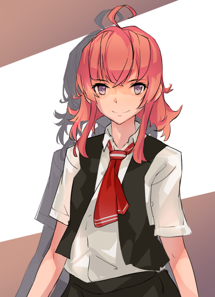 arashi (kancolle) 1girl solo ahoge red hair vest shirt skirt  illustration images